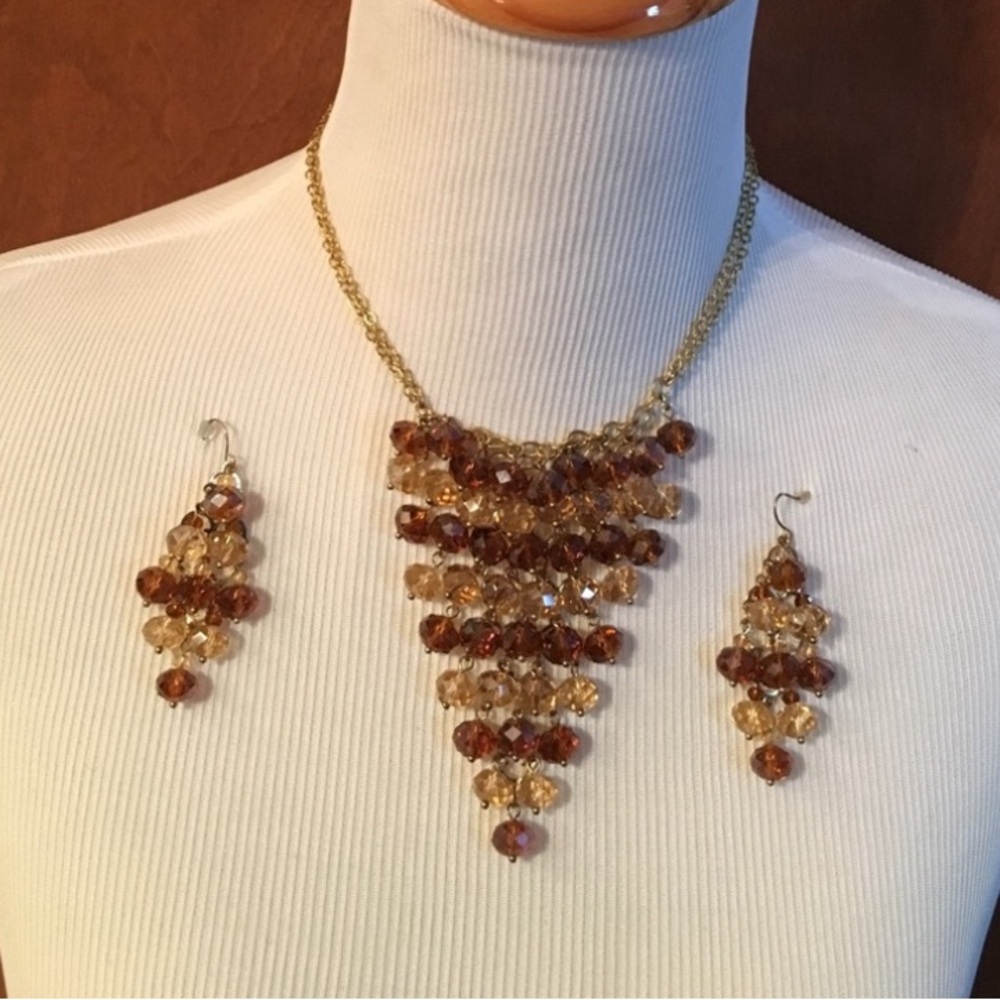 3 pieces matching crystal beads jewelery set